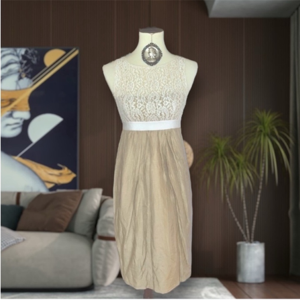 La Perla Lace Party Wedding Cocktail Celebration MIDI Dress Sand 42 XS XXS